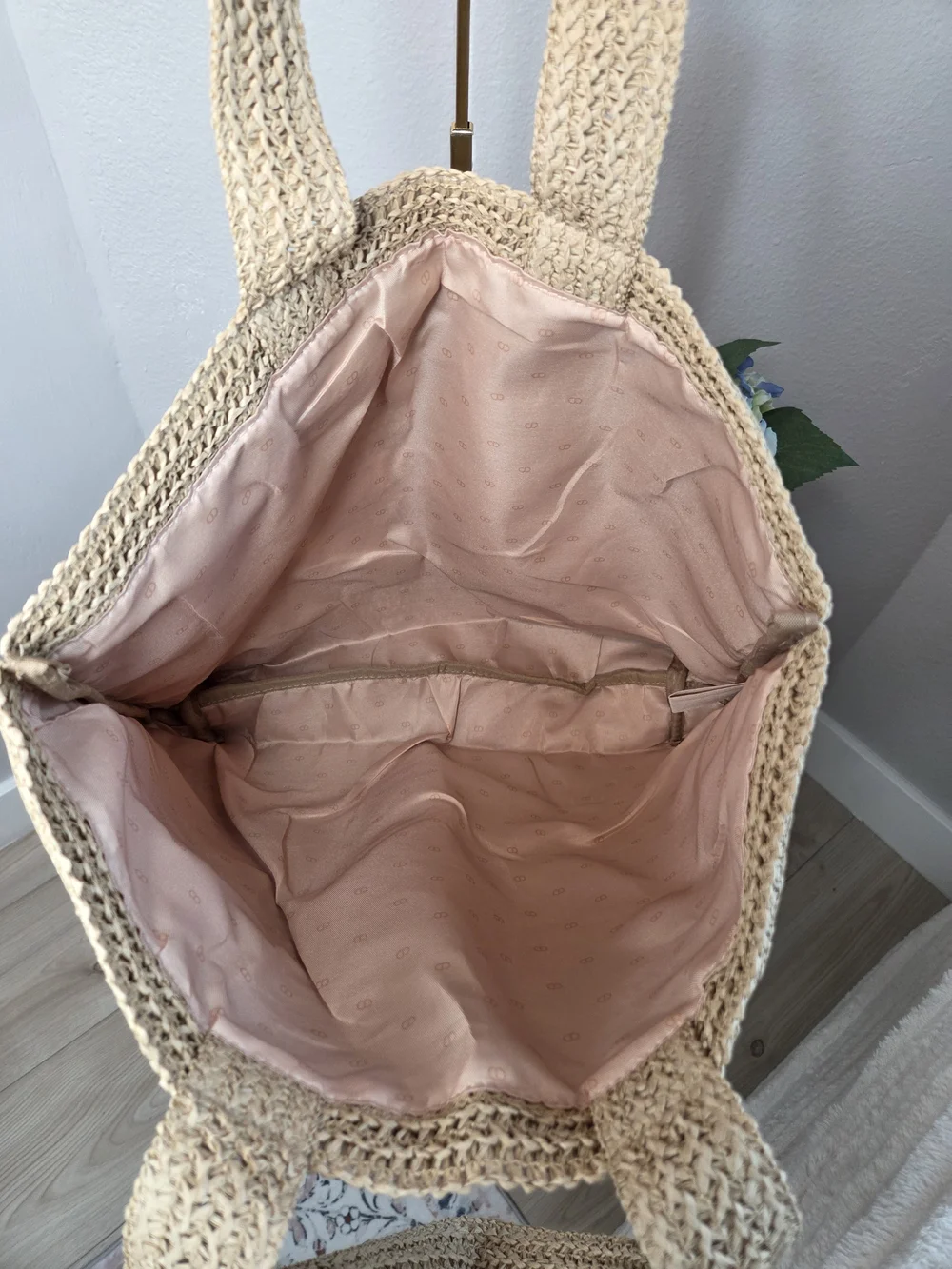 Dior VIP Beauty Gift Woven Straw Raffia Tote Bag Beige Gold